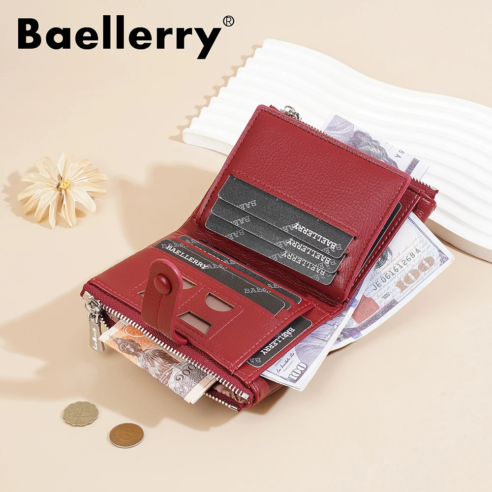 Baellerry Large Capacity Women's Wallet with 2 Zipper Compartments, Multi Functional Card Holder Organizer, Ins Style Short Wall