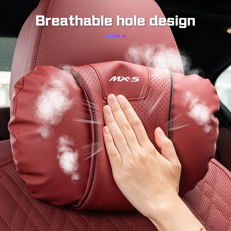 마쓰다 MX-5 MX5 자동차 시트 목 베개 요추 지지대 통기성 가죽 코튼 자동차 헤드레스트 허리 보호 쿠션 액세서리