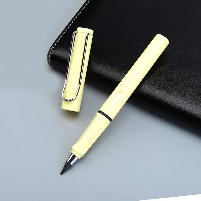 New Technology Unlimited Writing Pencil No Ink Novelty Eternal Pen Art Sketch Painting Tools Kid Gift School Supplies Stationery Light yellow