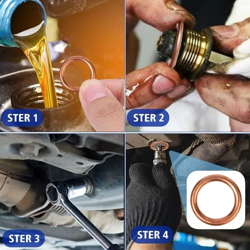 Oil Drain Plug Gasket Oil Drain Plug Seal Washer O Ring Gasket Sealing Washers Engine Gasket Set Copper Gasket Combination Car Oil Pan Drain Gasket Drainage Bolt Pad Aluminum/Copper Oil Drain Plug Gasket Replaceable Accessories for Volkswagen Audi