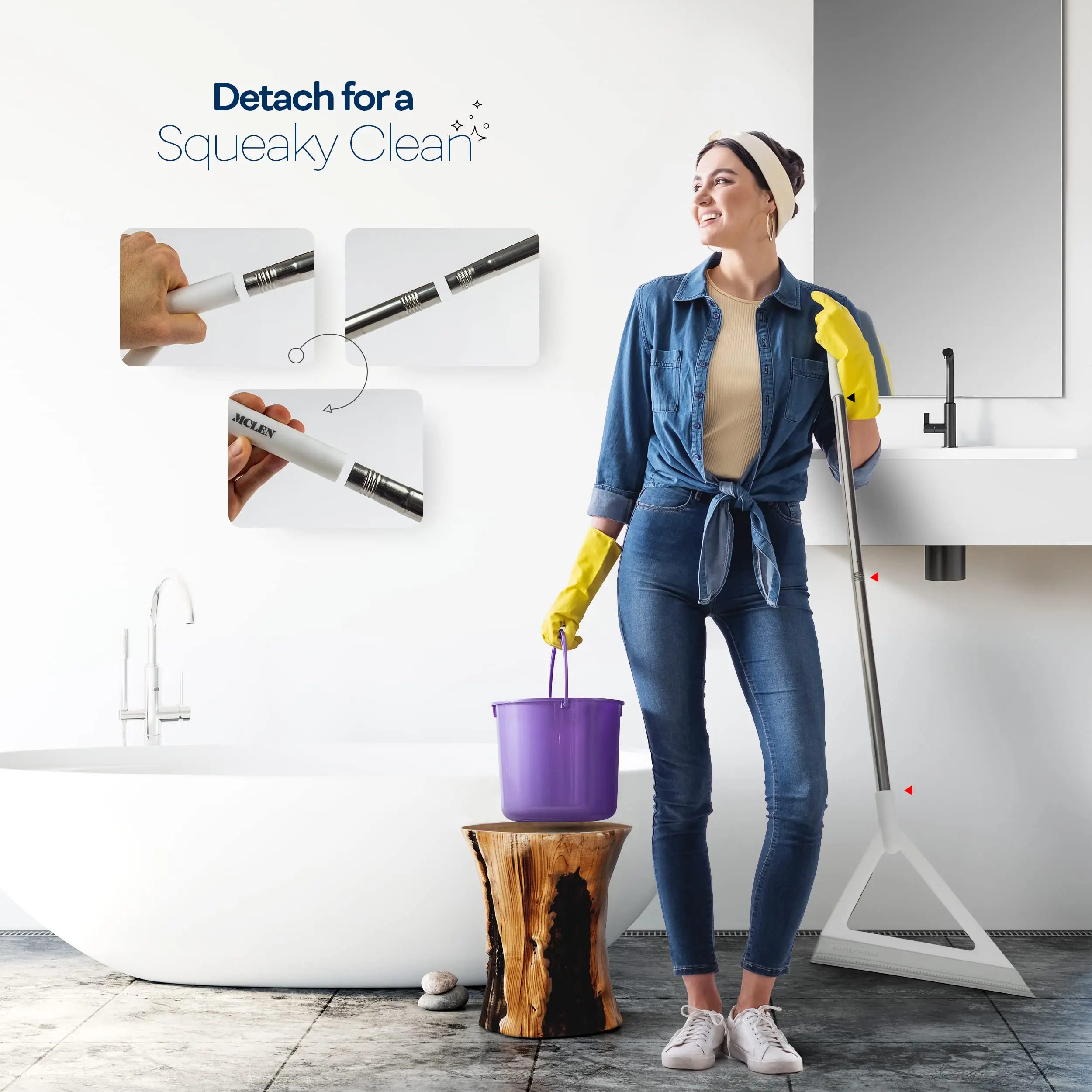 Magic Silicone Broom, Windows, Pet Hair Remover, Squeegee Broom Floor Sweeper with Detachable Head, Household Cleaning Tool