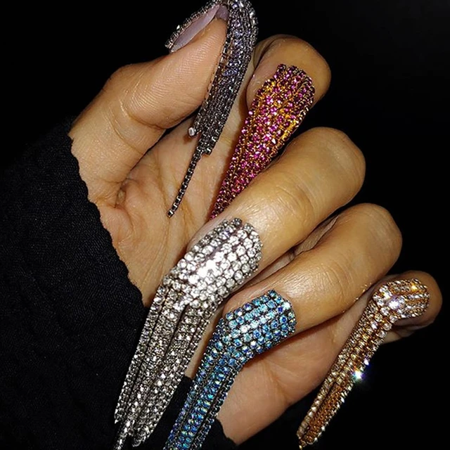 50 RHINESTONE NAIL ART IDEAS …  Rhinestone nails, Nail art rhinestones,  Coffin shape nails