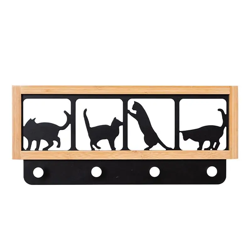 

Wall Mounted Cartoon Animal Coat Rack with 4 Hooks Cute Cat Key Rack Cat Decorative Heavy Duty Home Decor for Hallway Entryway