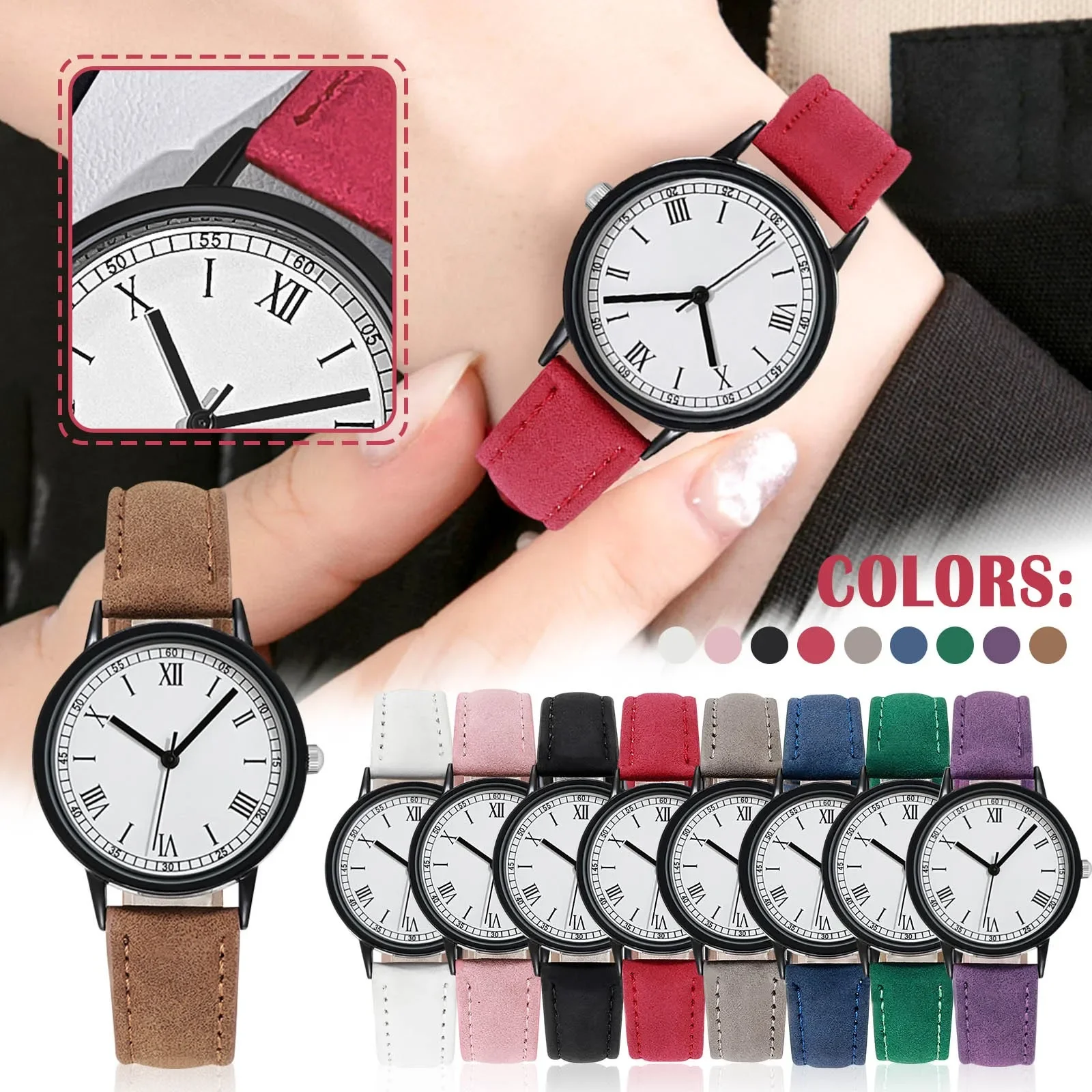 

Women'S Watch Quartz Dial Digital Watch Frosted Leather Strap Ladies and Girls Watch for Ladies Zegarek Damski RelóGio Feminino