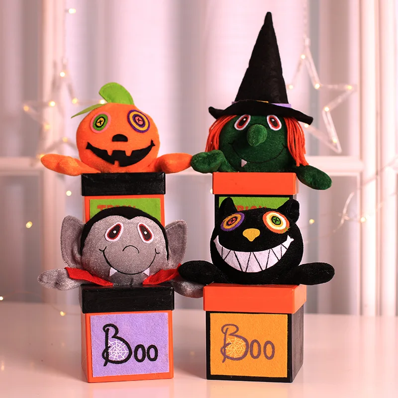 Halloween Ghost Witch Spoof Black Cat Gift Candy Box Cartoon Pumpkin Candy Jar Child Kids Gifts Supplies