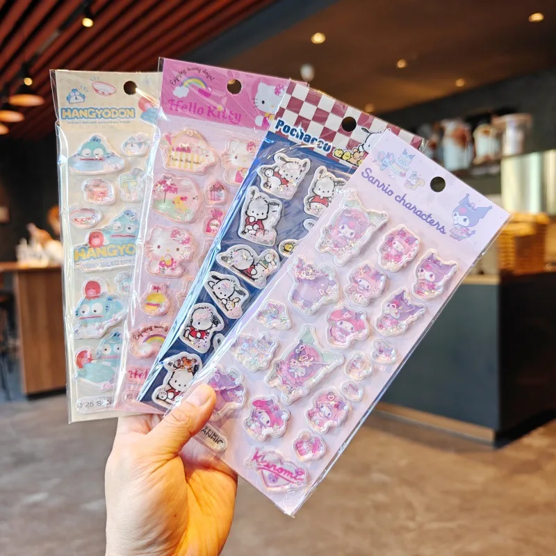 1/8개 kt 멜로디 3D 쉐이크 오일-필드 퀵샌드 스티커 DIY 휴대폰 케이스 물컵 장식 스티커 학생 선물