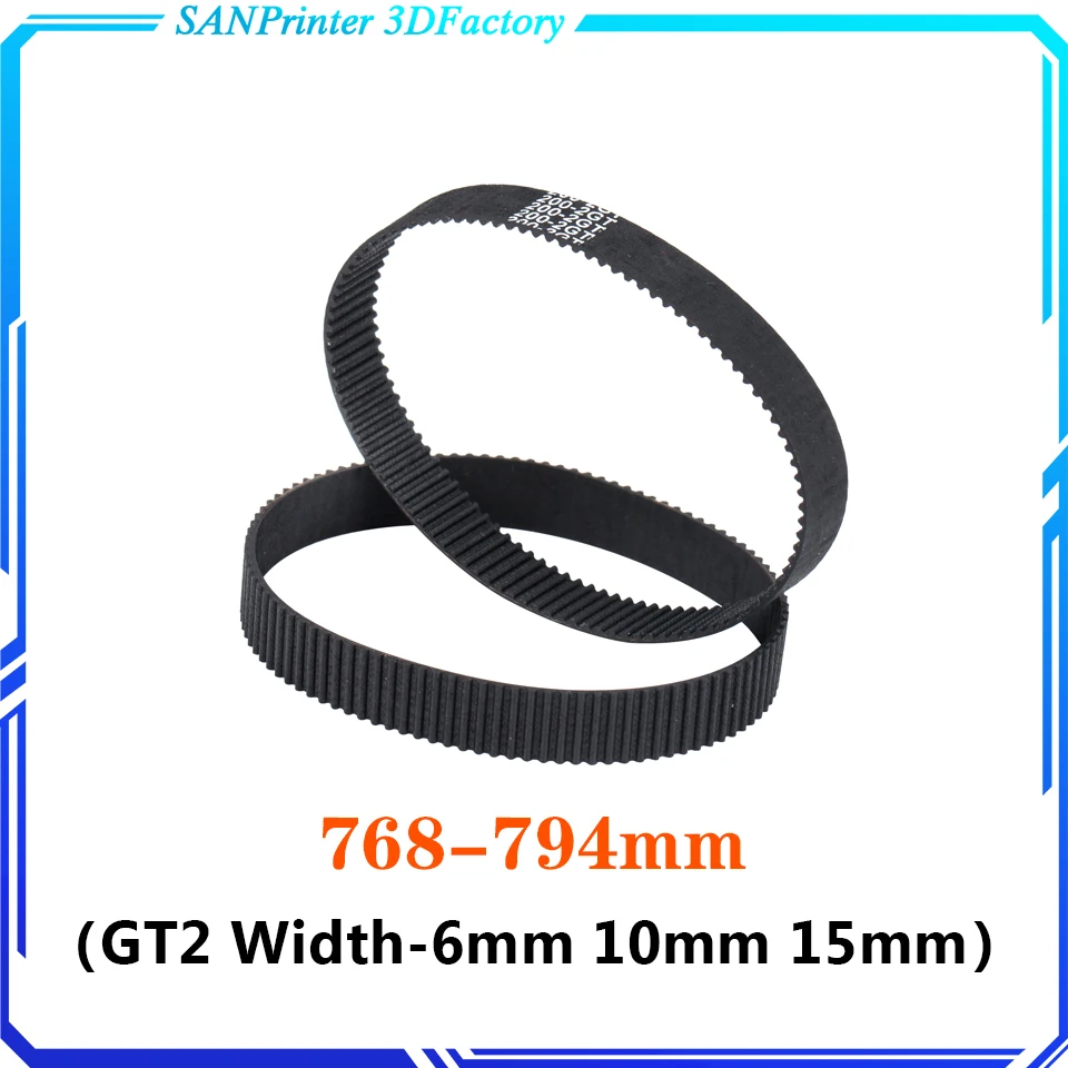 GT2 Timing Belt Closed Loop Rubber 2GT-6/10/15mm 768mm 776mm 782mm 784mm 790mm 792mm Timing Belt 3D Printer Parts