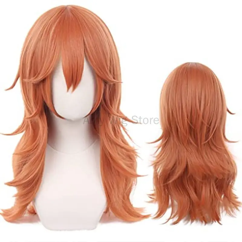 

Makima Wigs Anime Bangs Long Orange Brown Cosplay Wigs Angel Devil for Chainsaw Man Halloween Costume Party Hair Wig