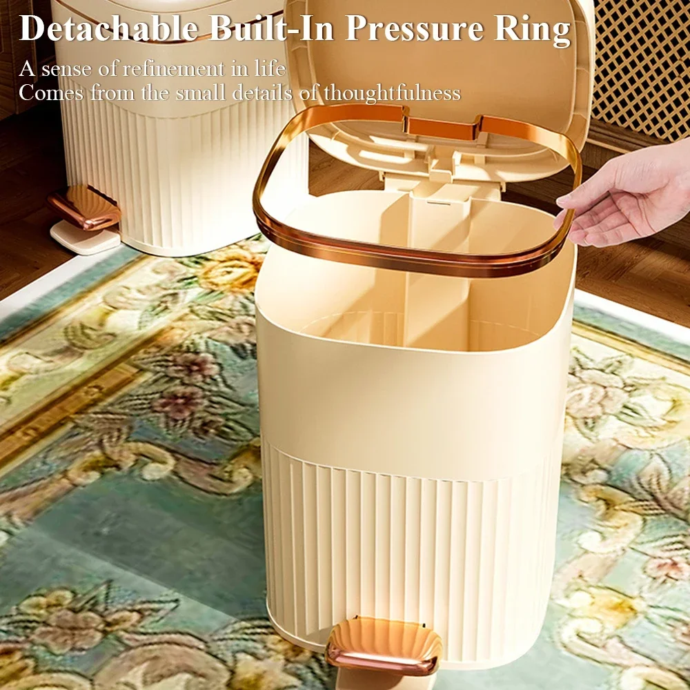 

For Kitchens Pedal Capacity Lid Trash Luxury Wastebasket Can With Garbage Bin Large Waterproof Bathroom