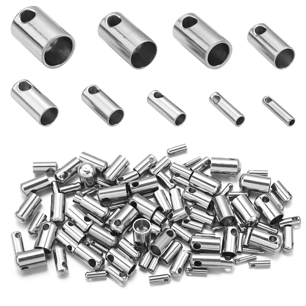 30 teile/los Edelstahl Zylinder Lederband Verschlüsse Crimp Spitze End Kappen Für Schmuck Machen DIY Halskette Armband Anschlüsse