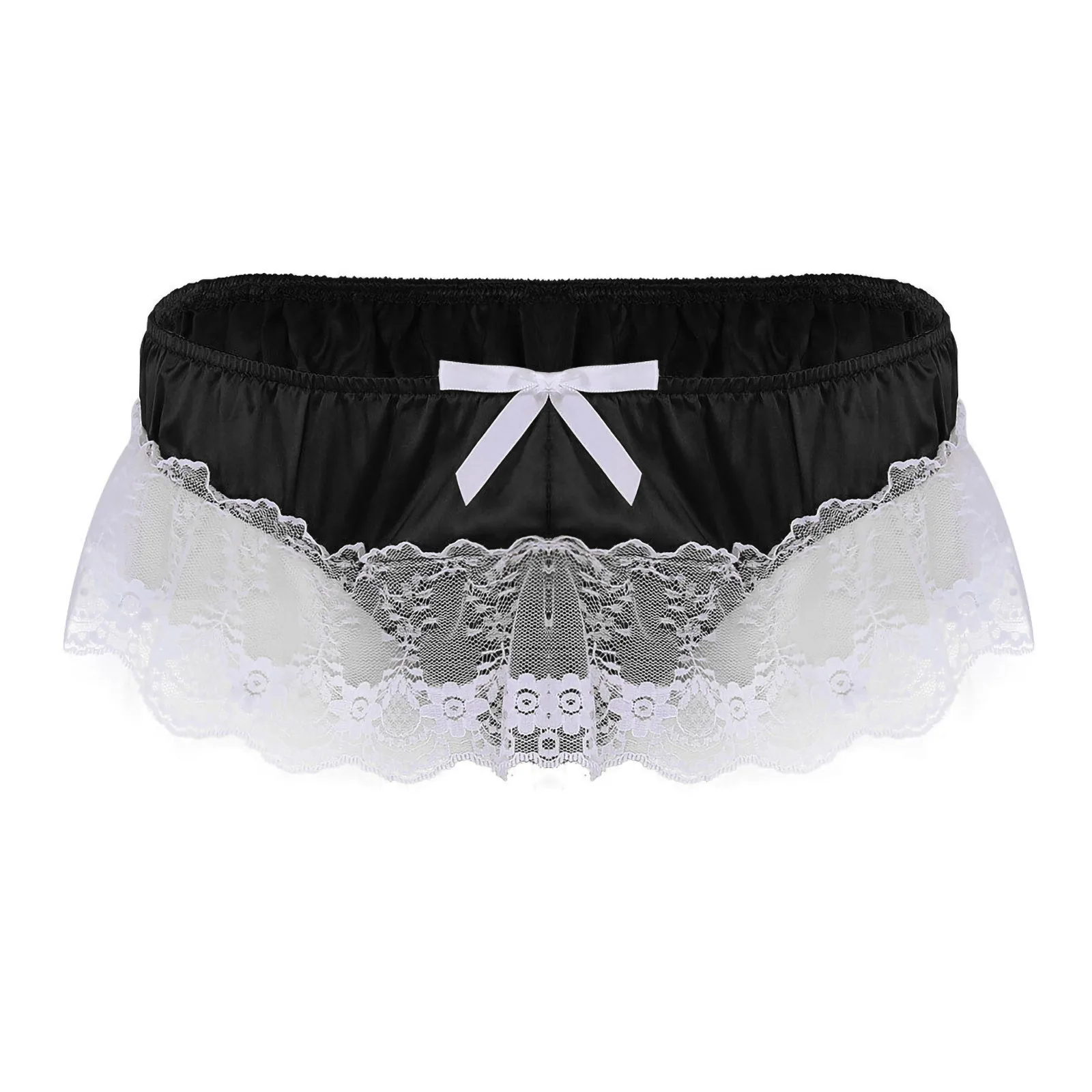 Men Sexy Lace Stitching Transparent Briefs G-string Thong Tanga Underwear Shorts Exotic T-back Open Butt Low Sissy Thongs Briefs
