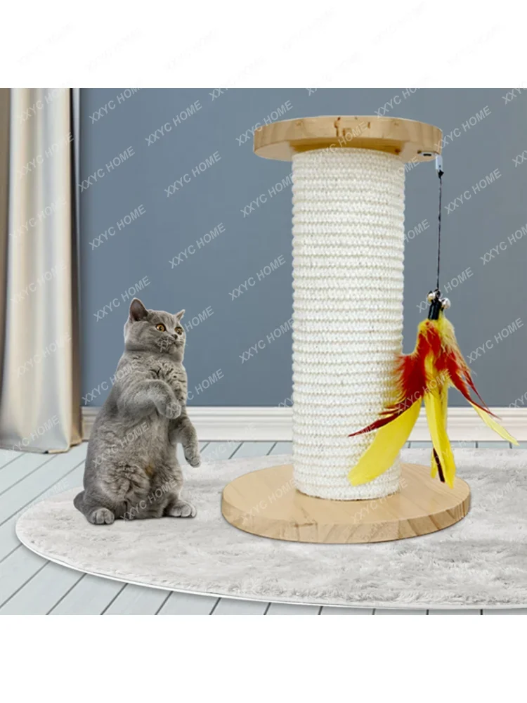 Solid Wood Simplicity Small Scratching Pole Cat Climbing Frame Natural Sisal Hemp Cloth Cat Scratch Board Toy Grinding Claw