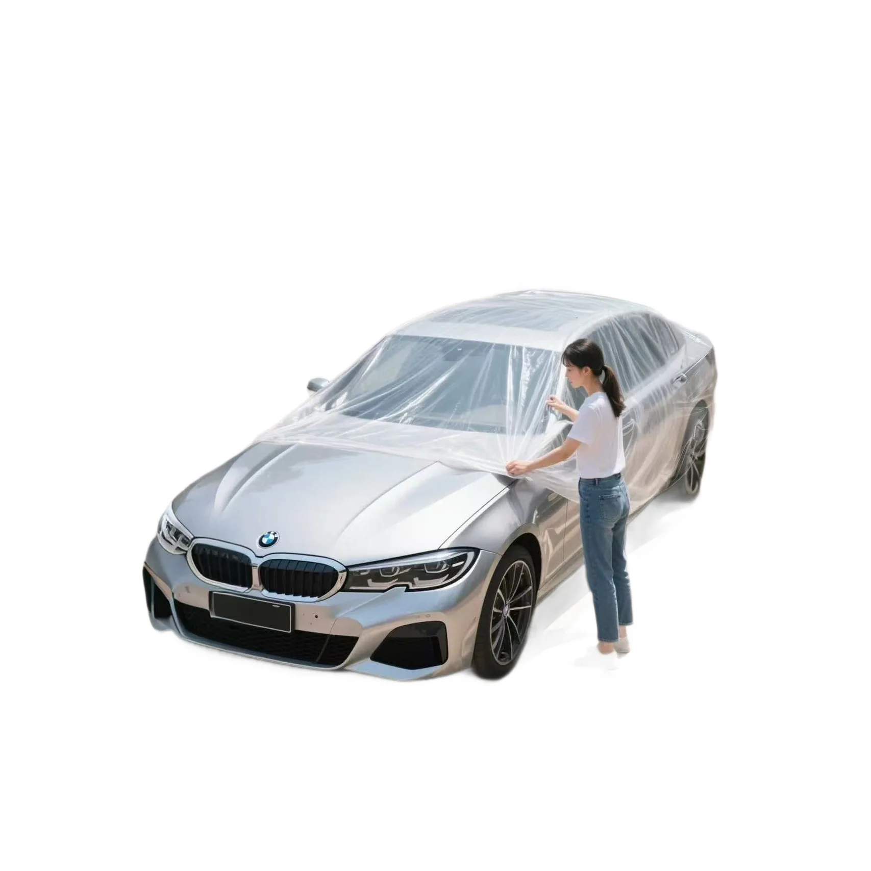 Clear Disposable Car Cover - PEVA Dustproof & Scratch-Free Auto Protector for Indoor Vehicle Protection