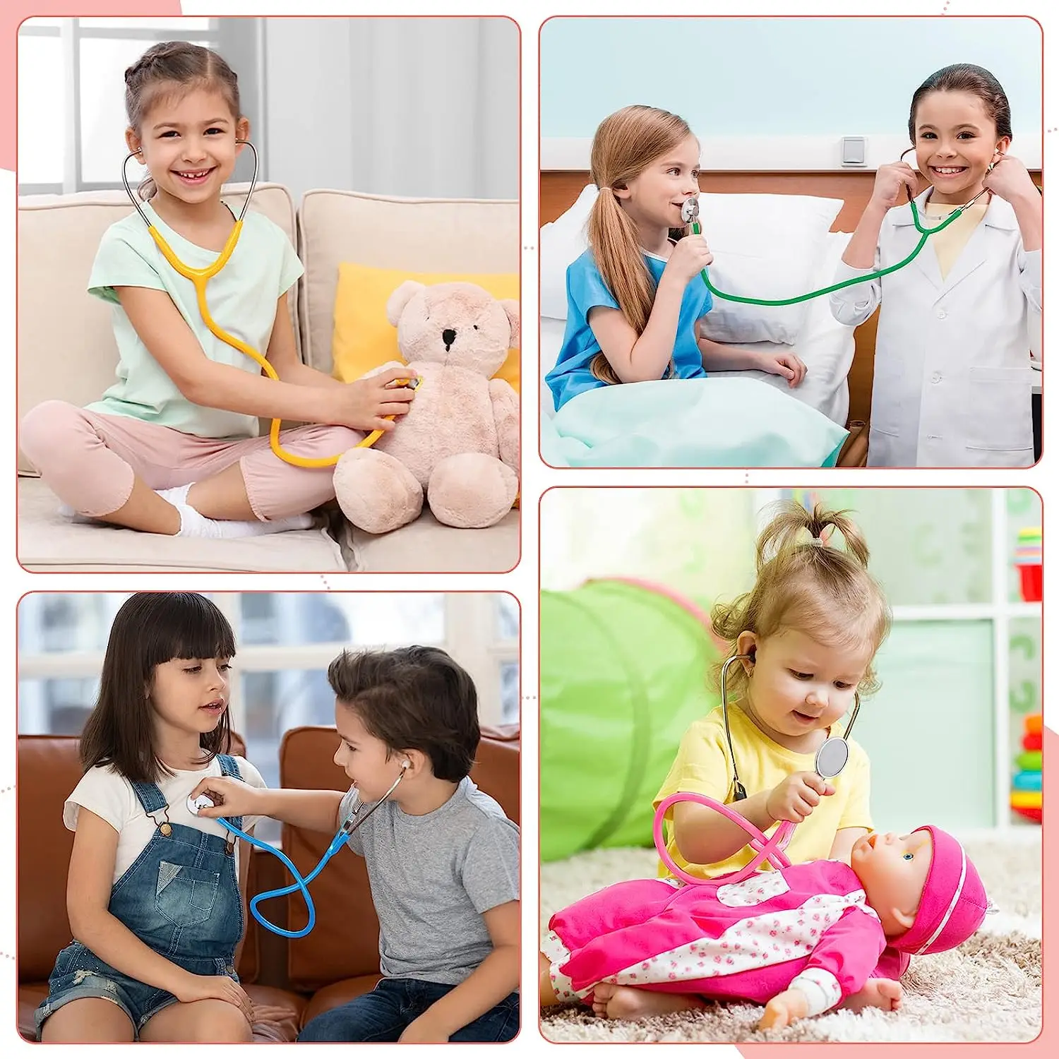 Kids Stethoscope Toy Working Nursing Real Stethoscope Doctor Kit for Kids Role Play Pretend Game Doctor Nurse Costume Accessory 6