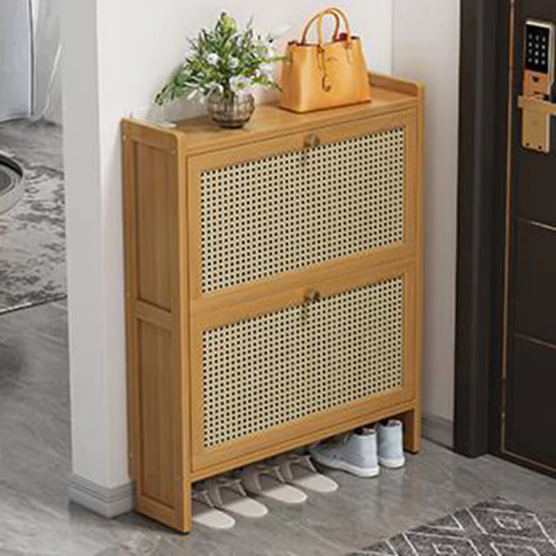 

Bamboo Dustproof Shoe Rack Ventilation Ultra Thin Multi Layer Storage Partition Vertical Shoe Cabinets Narrow Gabinete Furniture