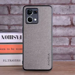 Luxury Textile Leather Skin Soft-Hard Phone Case Cover for Reno7Z 5G (Light Gray)