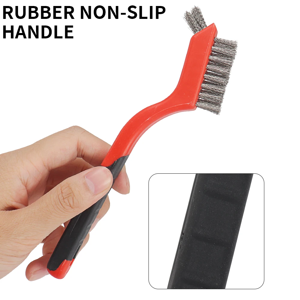 Set 3 Spazzole Metalliche Con Setole Nylon, Ottone E Acciaio Inox | Impugnatura Curva Antiruggine Per Pulizia Professionale