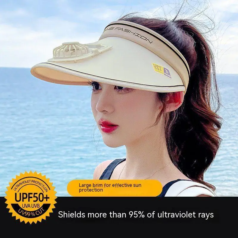 JowTreex Cappello da donna con visiera parasole a tesa larga, 2 in 1, con cerniera, protezione dai raggi UV, pieghevole, regolabile, da spiaggia, Nero , M