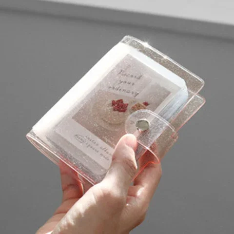Shinny Photo Card Album Clear Mini Photocard Holder Con Pulsante Name Card Instax Album Idol Kpop Card Album Book Album De Fotos
