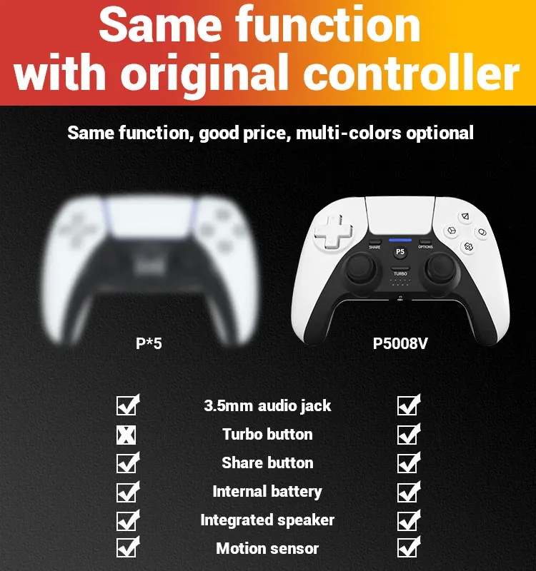 For PS5 Gamepad PC Controller Wirless Motion Sensor Dual Motor