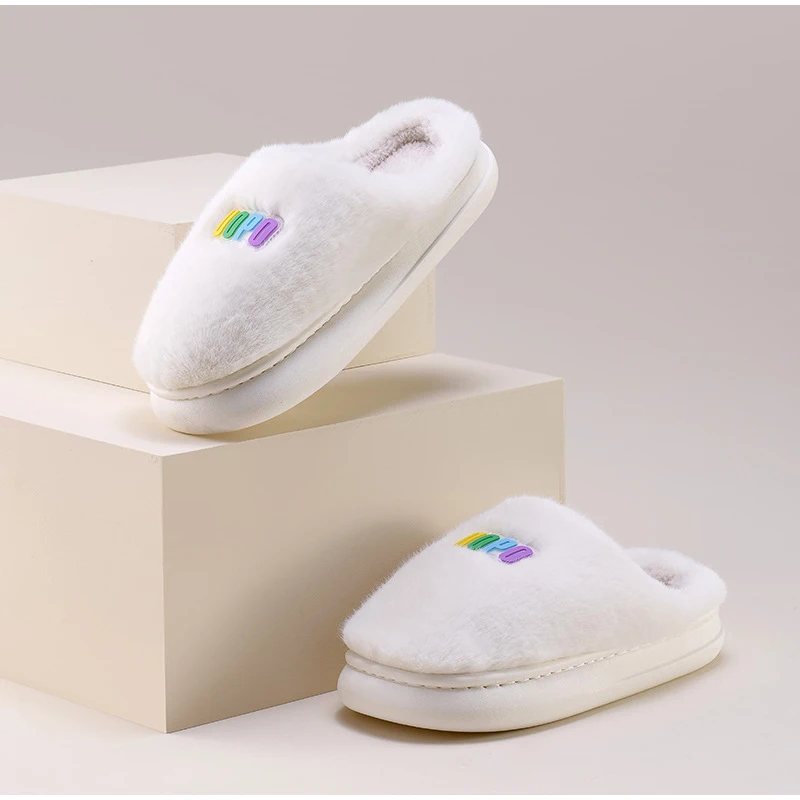 Vanessas women winter slippers letter print bedroom non-slip couple slippers
