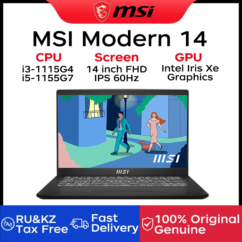 

MSI Modern 14 Laptop 14 Inch FHD 60Hz IPS Screen Netbook i5-1155G7 16GB 512GB Working Notebook With Intel Iris Xe Graphics