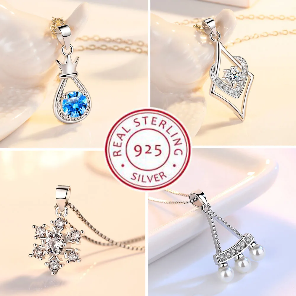 Pendant Necklace Silver Necklace Silver Pendant New 925 Sterling Silver Necklace For Women Round Pendent Sparkling Pave CZ Necklace Fashion Anniversary Birthday Jewelry Gifts