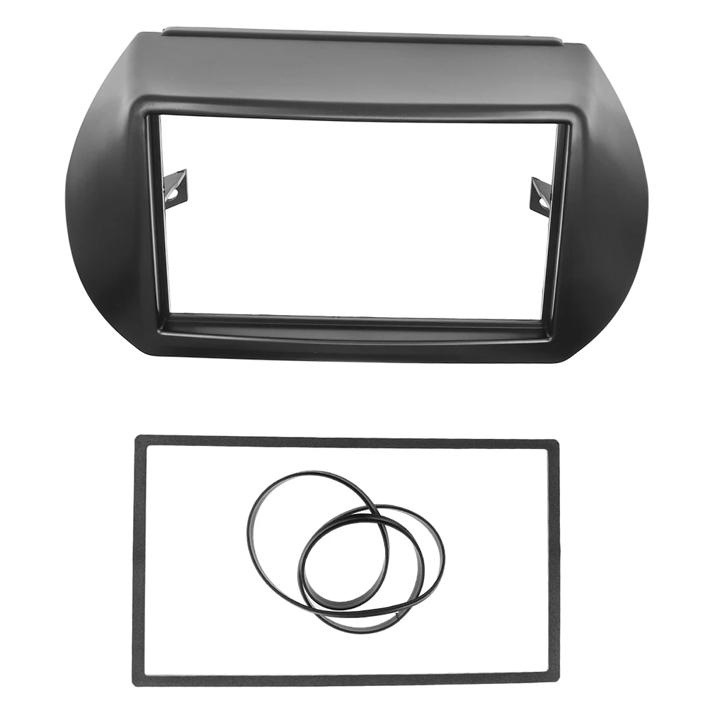 MASCHERINA AUTORADIO 2DIN PER FIAT FIORINO QUBO NEMO 2008-2014 , PEUGEOT BEEPER DAL 2008 INCLUSA PLANCIA METALLICA AUTORADIO COLORE NERO OPACO
