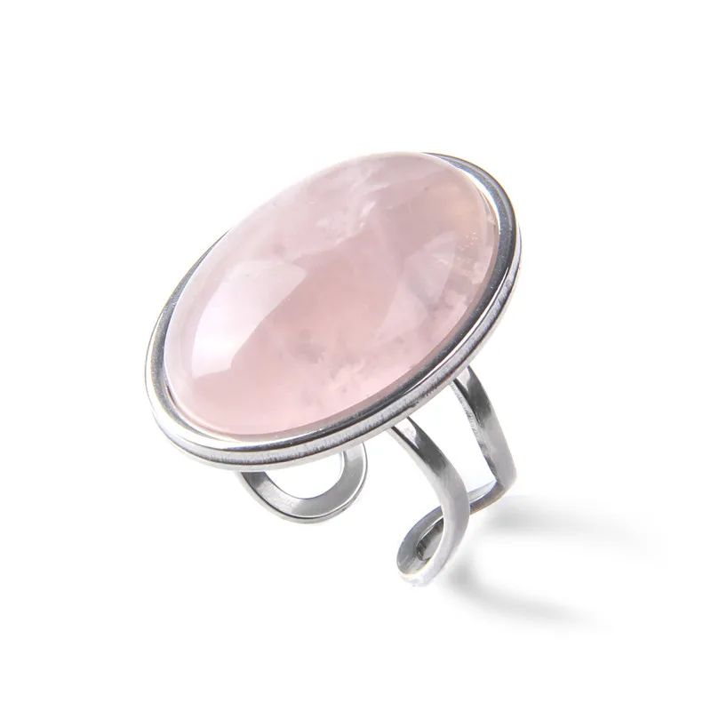 Mode Weibliche Finger Ring Rosa Achat Quarz Tigerauge Ringe Silber Farbe Einfache Energie Yoga Ring für Frauen Mädchen Schmuck Geschenk – Detail 11