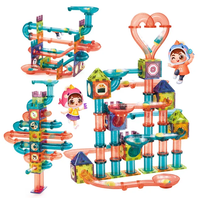 Big Size Magnetic Building Tiles 3D Building Blocks Construction Set Marble Run Magnet Blocks for Kids STEM Early Learning Toys 1