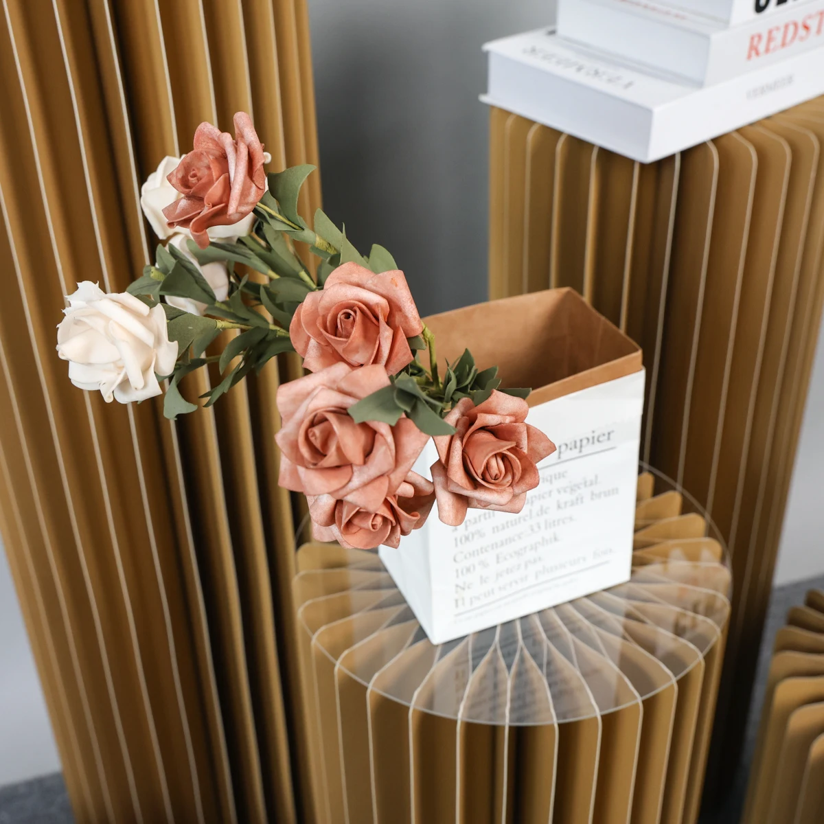 Papier Falt säule Hochzeit Dekor Festival Dessert Tisch Schaufenster Display Stand Geburtstag Jubiläum Party Dekor Baby party – Detail 11