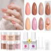 12pcs Dip Powder Nail Kit, 6 Nude Pink Colors Dipping Powder and Essential Base Top Coat Activator for Nail Art Design 1