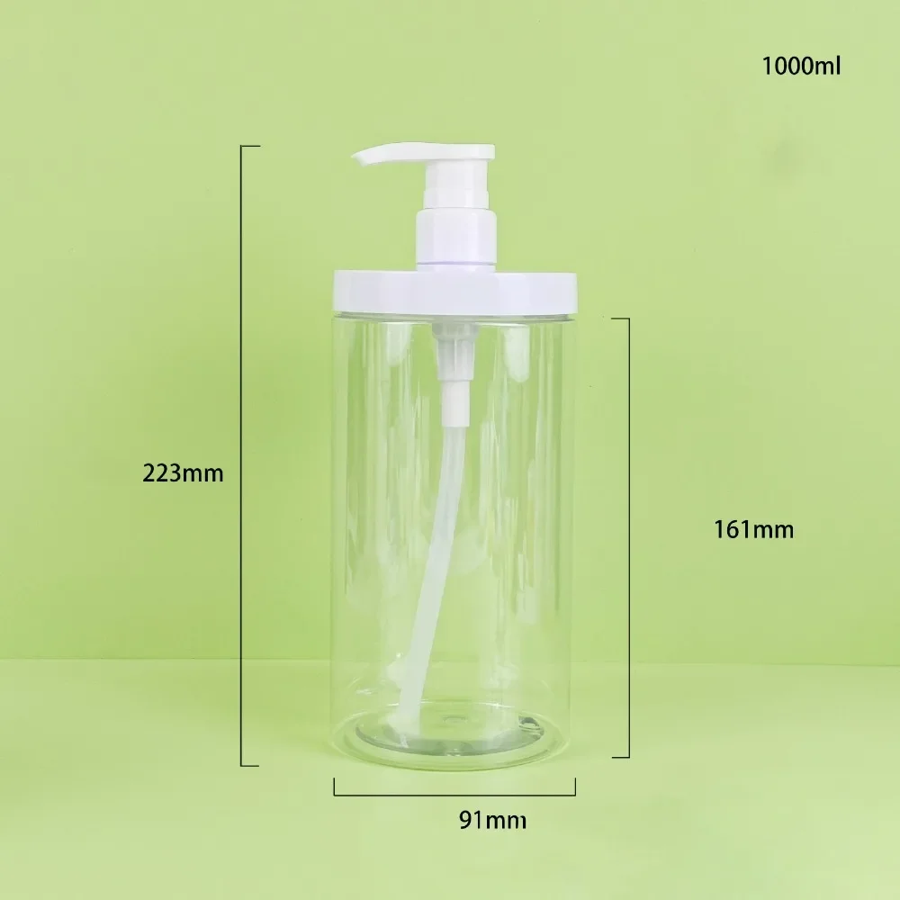 Large caliber Laundry detergent packaging press bottle 500/1000ml Refillable square clear foam pump Shower Soap bottle container