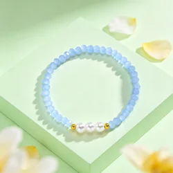 Bohemian Blue & White Imitation Pearl Beaded Bracelet for Women - Versatile Fashion Jewelry Gift (BR - 3182G)
