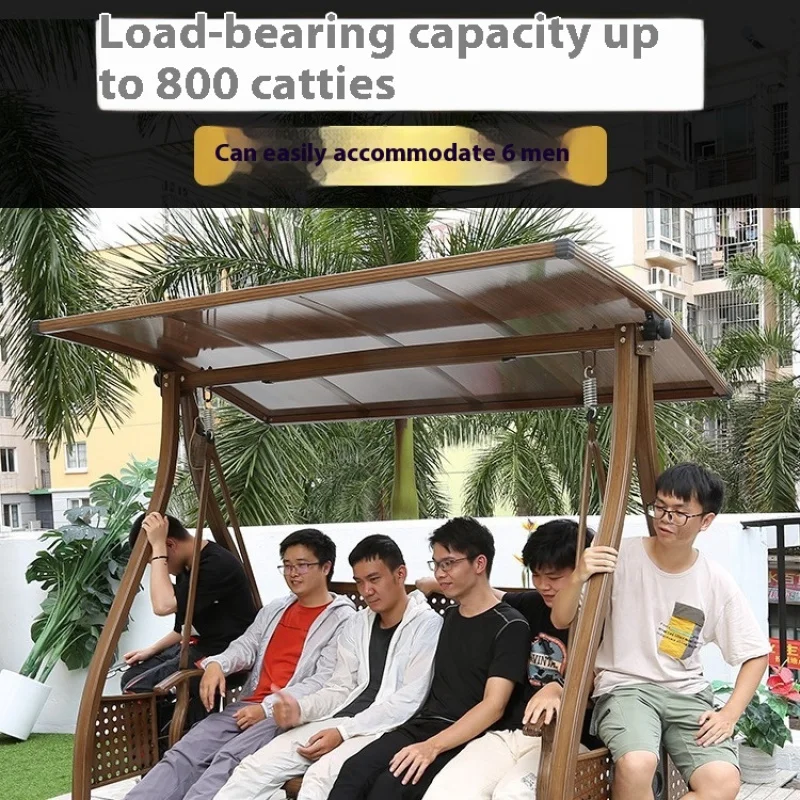 Outdoor Swing Balcony Rocking Chair Garden Patio Hanging Chair Outdoor Three Person Reclining Bed Internet Celebrity Swing