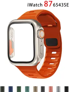 Ремешок чехол + для Apple Watch Band 45 мм 44 мм 41 мм 42 мм 40 мм, силиконовый смарт-браслет для Iwatch Series 3 4 5 6 Se 7 8, смените на ультратонкий