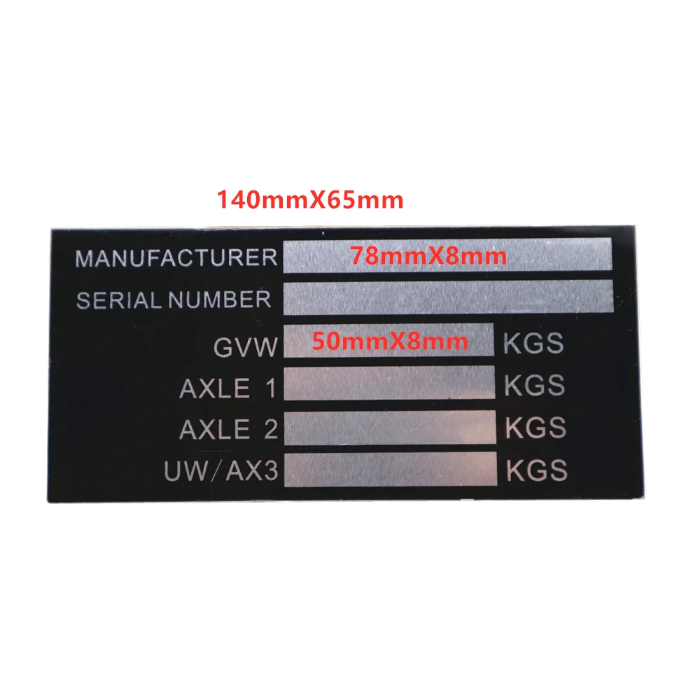 Aluminum Blank or Engraved Trailer Weight Plate Double AXLE Plant Chassis Plate ID VIN PLATES