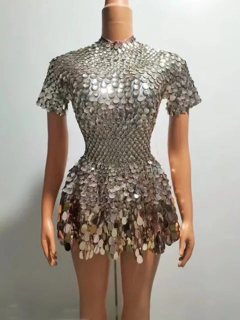 Metallic Short Party Dress Bodysuit 3