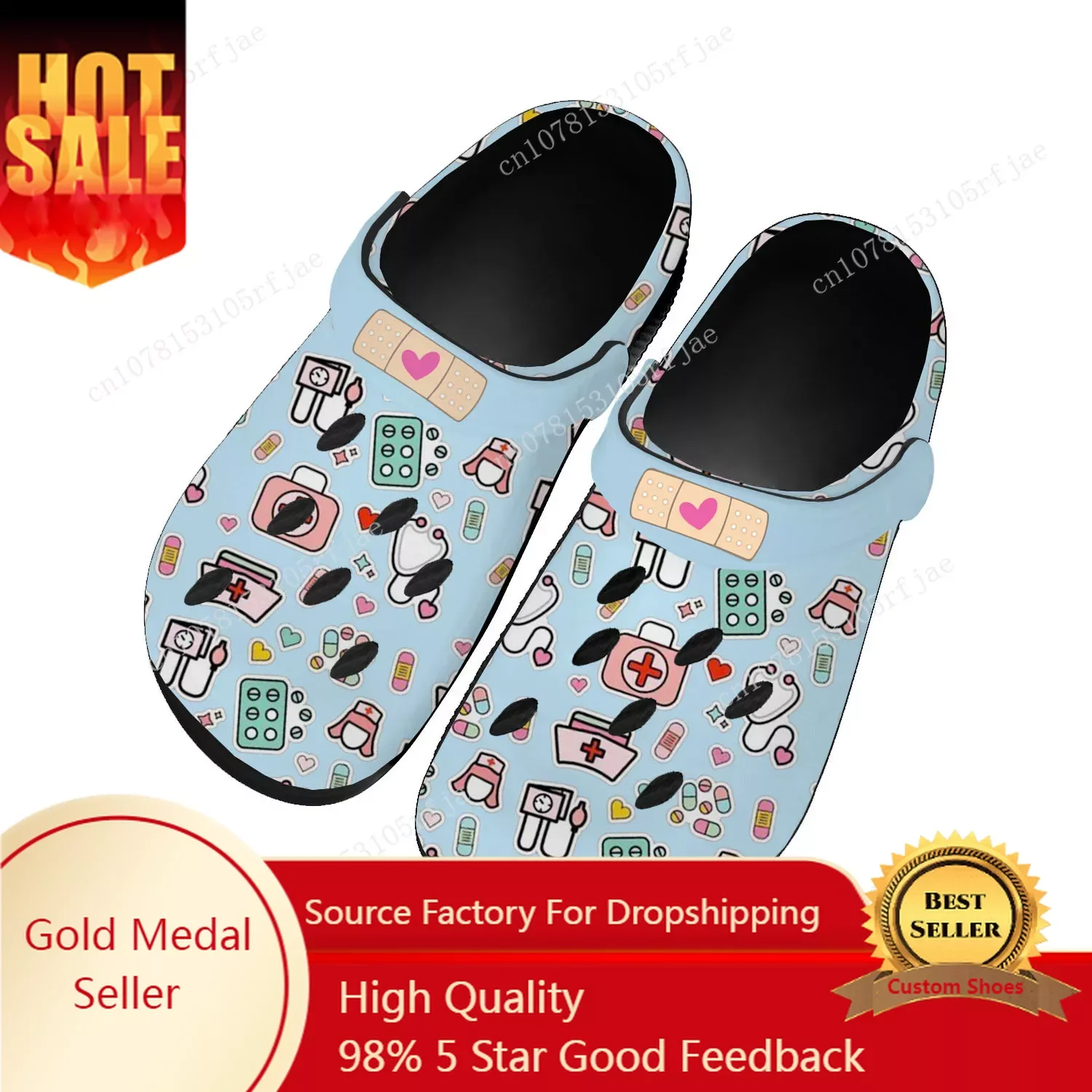 

Hospital Medical Nurse Print Home Clogs Mens Womens Youth Boys Girls Sandals Garden Bespoke Custom Shoes Beach Hole Slippers