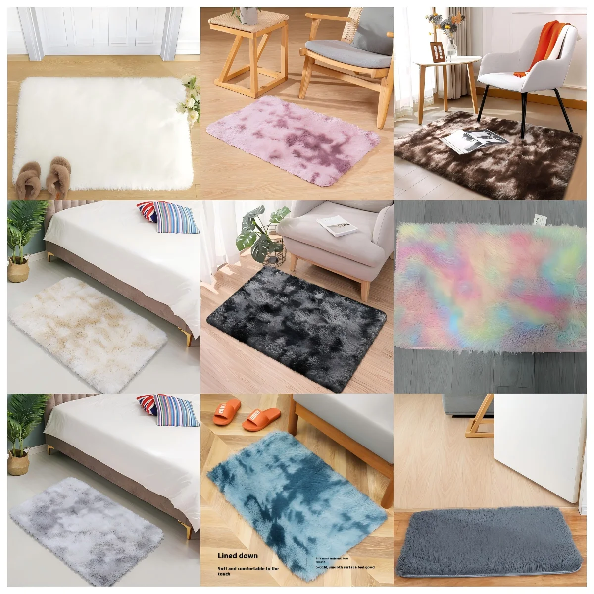 VIKAMA Scandinavian Tie-dye Gradient Silk Wool Home Decor Carpet Living Room Bedroom Fluffy Should Not Lose Hair