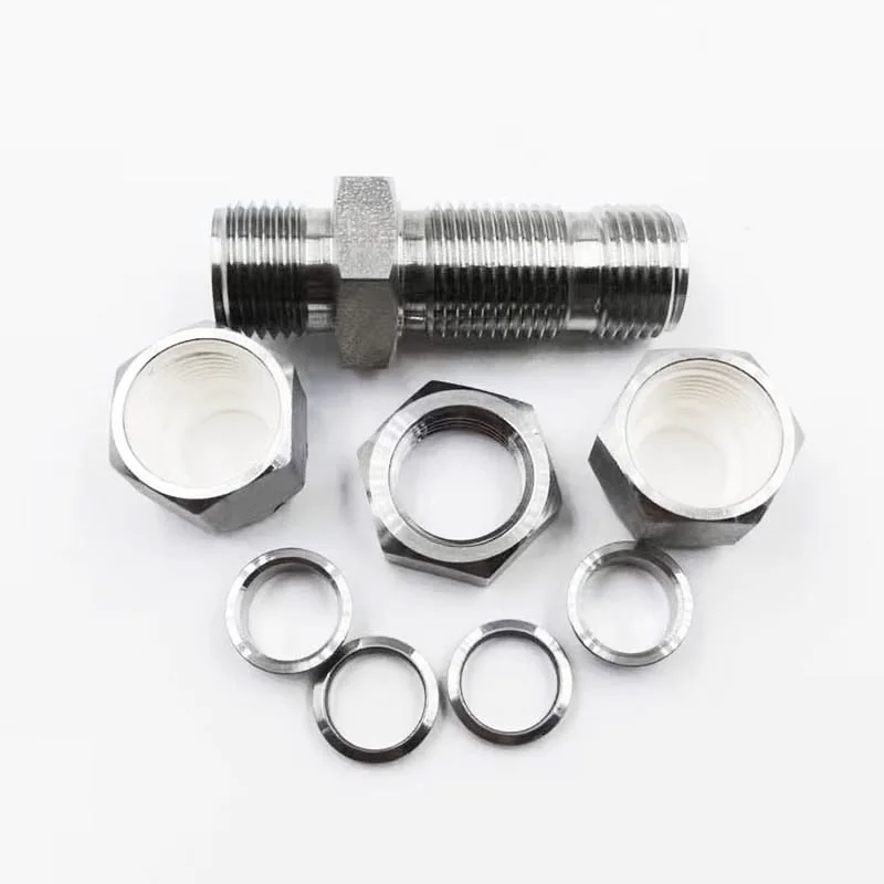 SS-600-61BT, Stainless Steel Tube Fitting, Bored-Through Bulkhead Union, 3/8 in. Tube OD, Can Combination with Swagelok