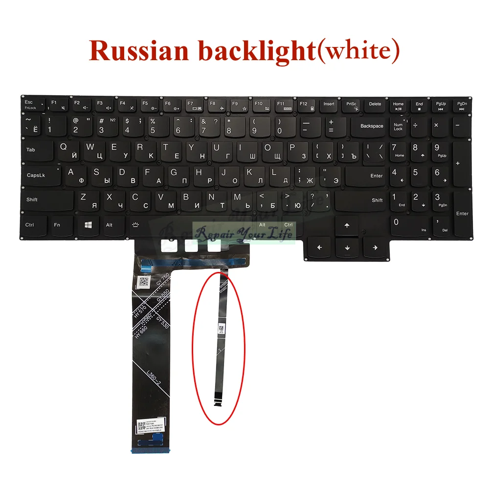 Latin Brasil Francês Alemão Russo Teclado Retroiluminado para Lenovo Legion Pro16ach6 Pro-16ach6h 16arh7h 15ach6h Pro-16ith6 16iah7 - Imagem 5