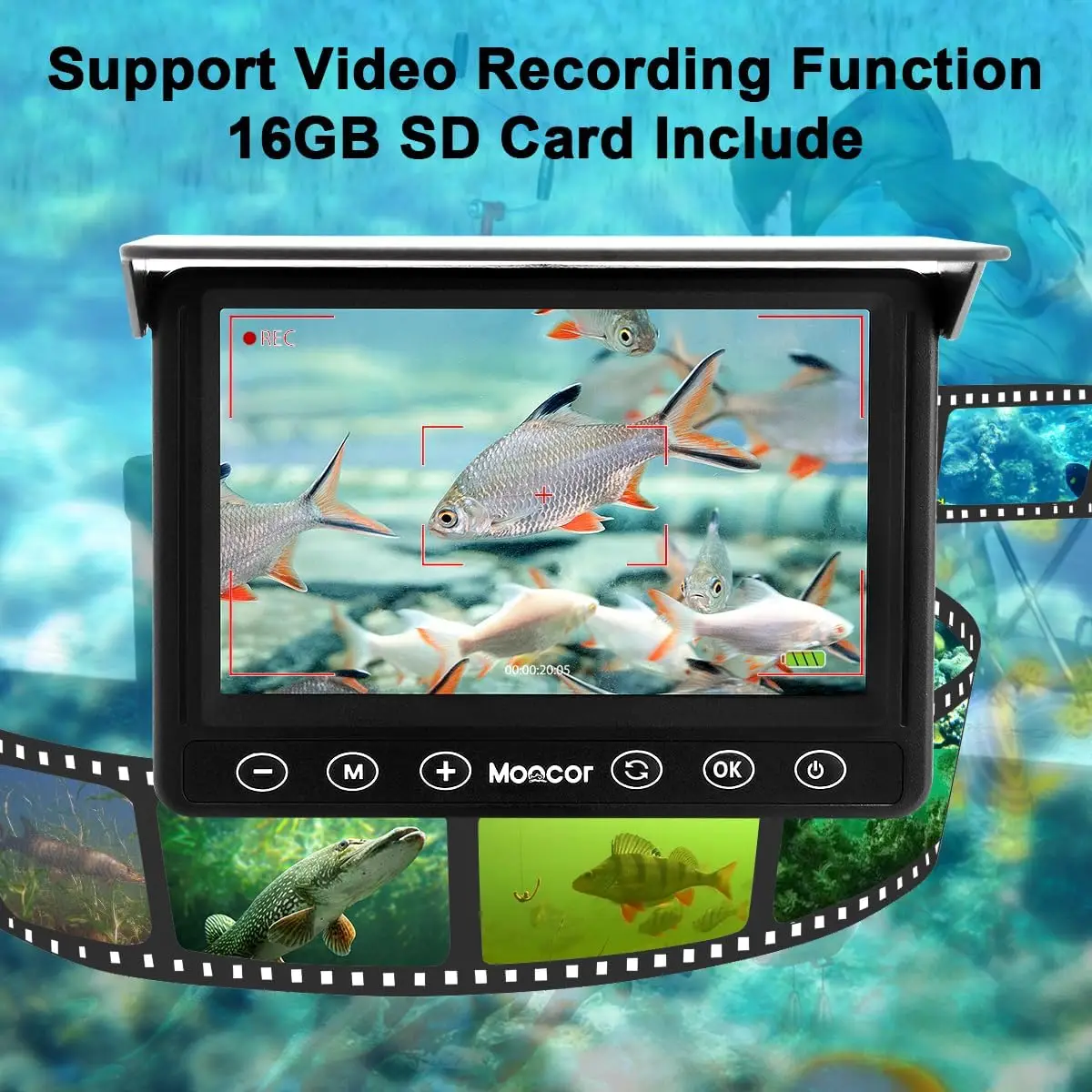 Portable Video Fish Finder with 4.3 Inch LCD Monitor, Ice Fishing Camera for Ice Lake Sea Boat Kayak Fishing