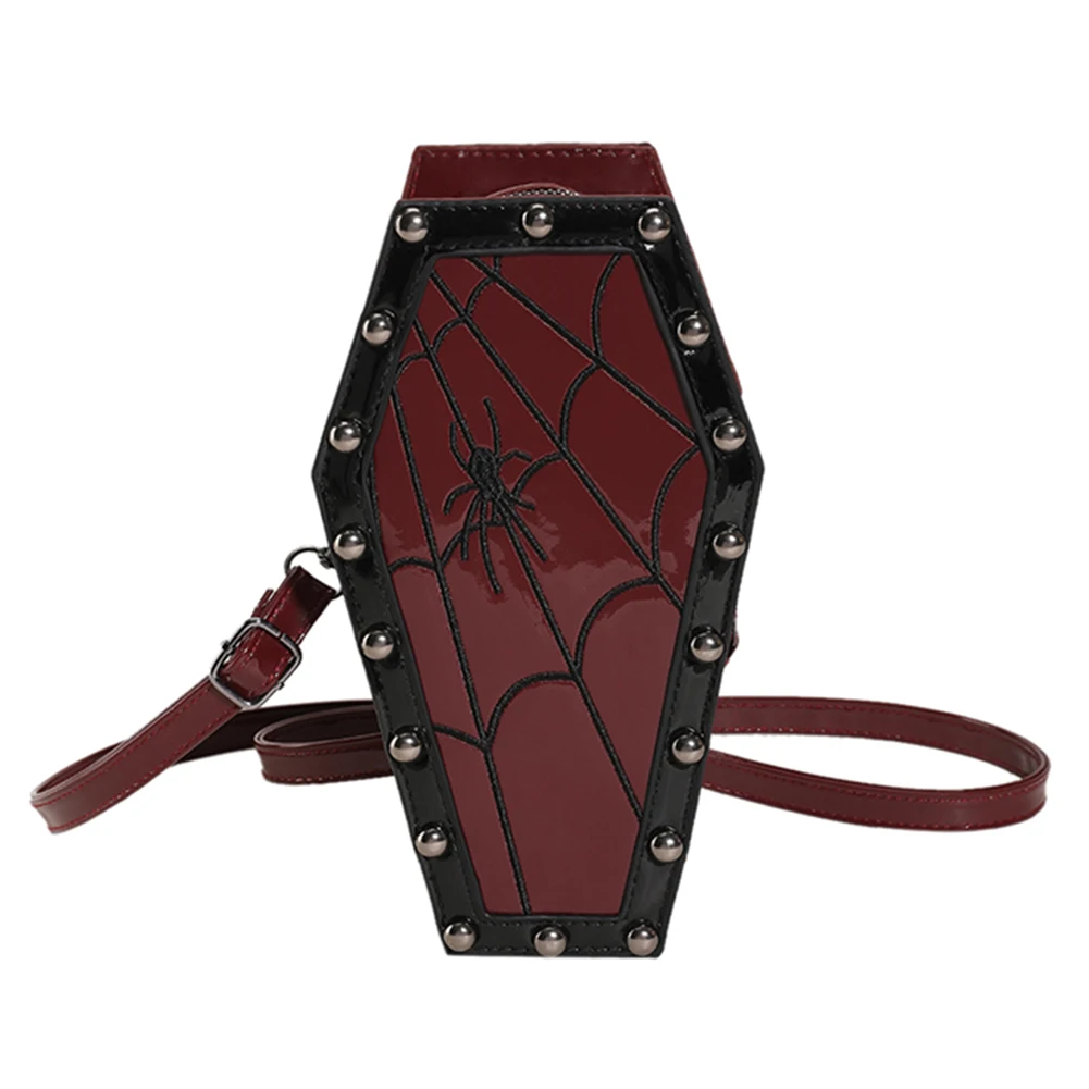 Women Coffin Satchel Purse Strap Adjustable Gothic Coin Purse PU Leather Spider Coffin Bag Y2K Cellphone Bag Halloween Candy Bag — view 5