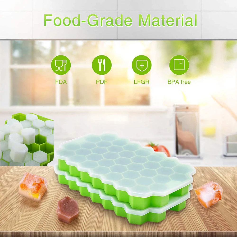 BPA Free Honeycomb Ice Cube Trays Reusable Silicone cube Mold Maker with Removable Lids Kitchen Tools Gadgets | Дом и сад