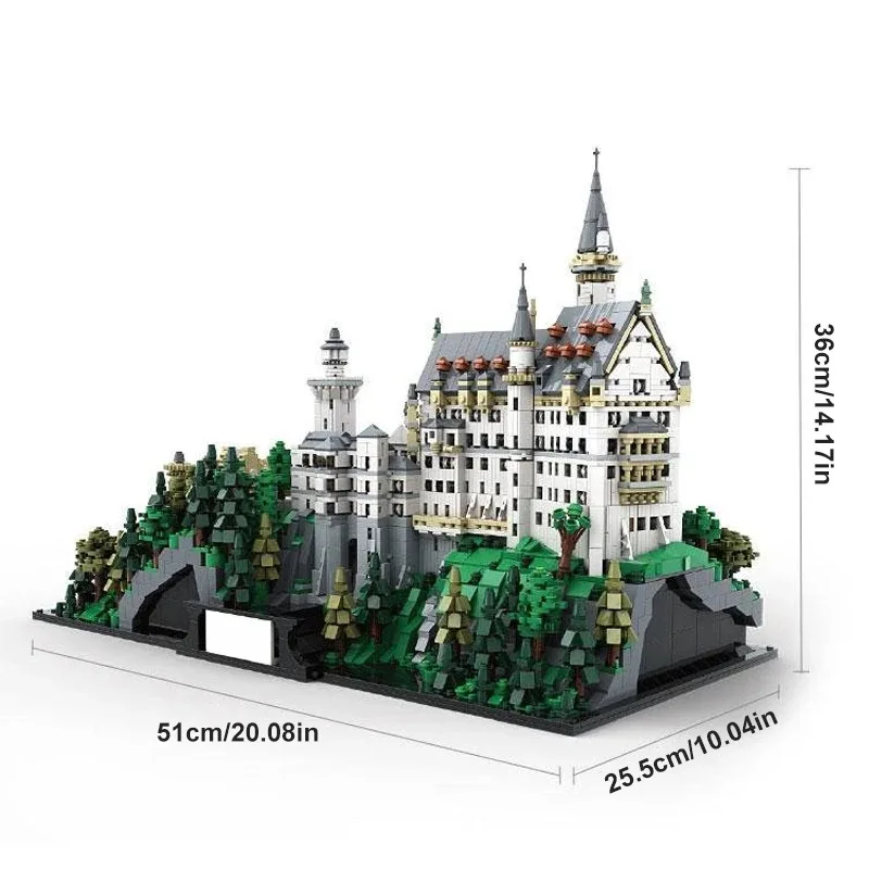 Schwanensee Klassische Sehenswürdigkeiten Gebäude-Set Stadt Mittelalterliche Burg Architektur Modulares Baustein-Modell Spielzeug Erwachsenen-Geschenk – Detail 15