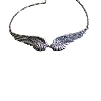 Collier ras du cou Vintage couleur argent, ailes d'ange, plumes, grand pendentif, chaînes à maillons, collier de déclaration pour femmes, cadeaux tribaux de mariage 5
