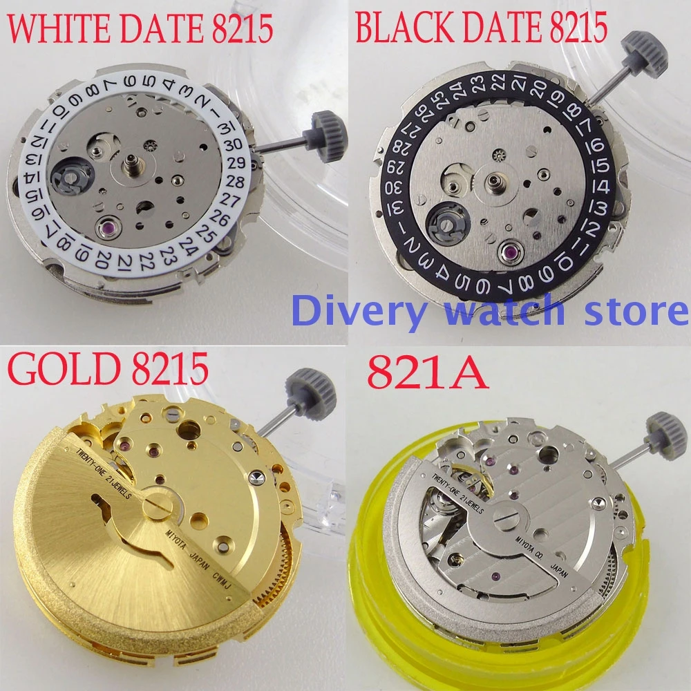 

White/Black Date Wheel High Accuracy Gold/Silver Japan Genuine Miyota 8215/821A Automatic Movement