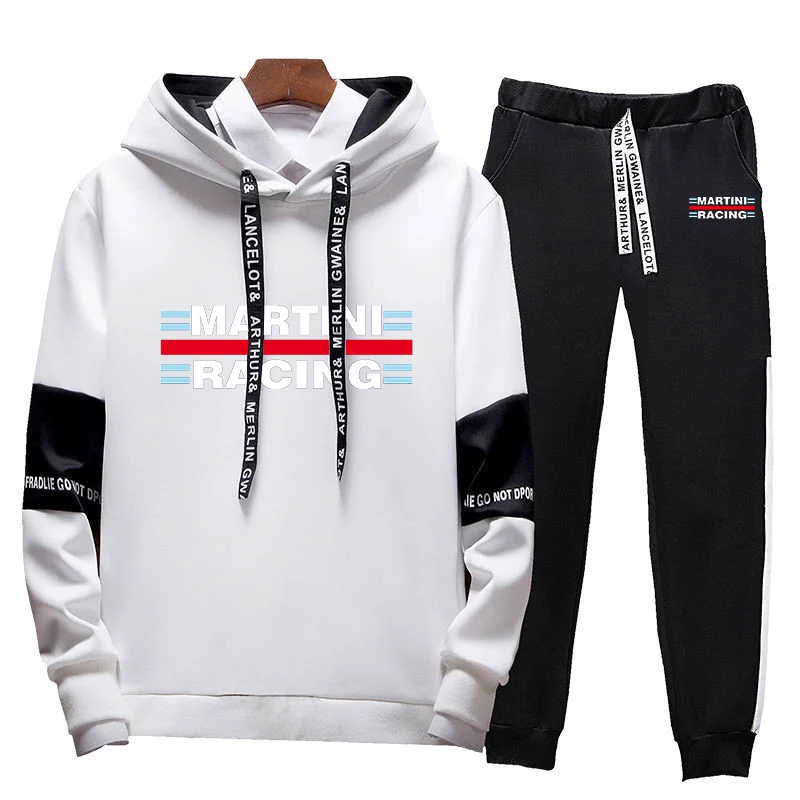 2023 new men's Martini Racing printed tricolor sweater fashion spring and autumn leisure sweatpants 2Pcs sports suit