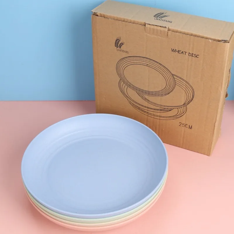 Wheat straw vegetable plate, large capacity, multi-purpose, household gathering, picnic, portable dining plate